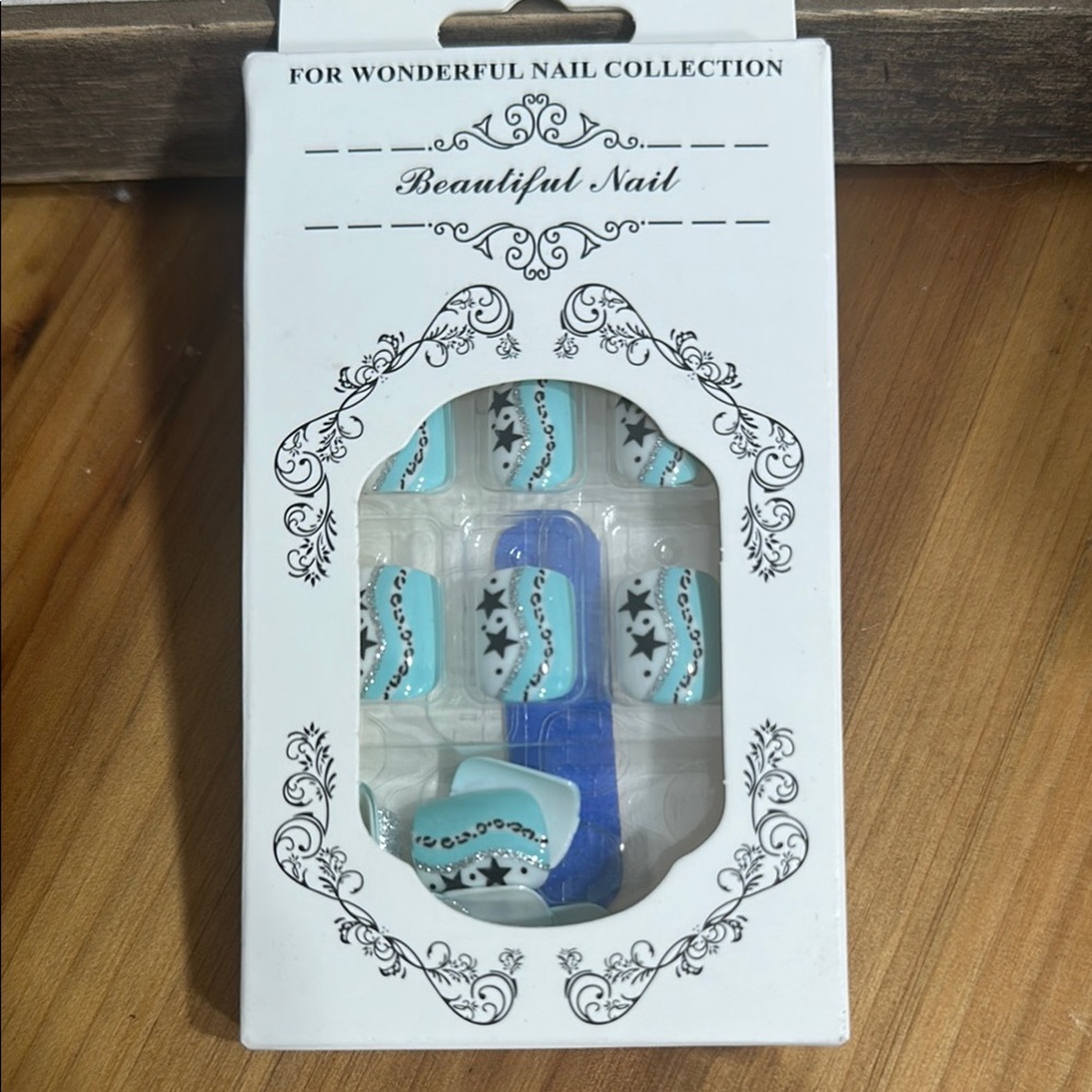 NWT Blue and Black Press-On Nails